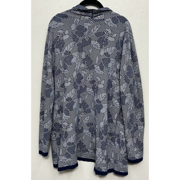 Lands End Cardigan Womens L 14 16 Blue Floral Open Front Super Soft Stretchy - Picture 2 of 9
